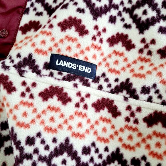 Lands' End Heritage Classic Fleece Snap Neck Pullover - Picture 3 of 9